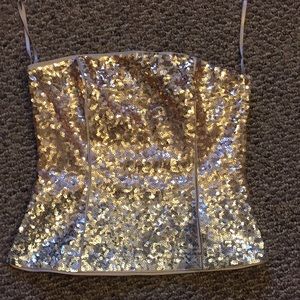 White House Black Market Sequin Strapless Top